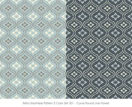 Retro Seamless Pattern Curve Round Line Flower Stock Illustration