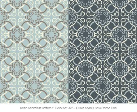 Retro Seamless Pattern Curve Spiral Cross Frame Line Stock Illustration