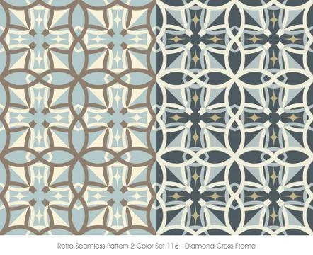 Retro Seamless Pattern Diamond Cross Frame Stock Illustration