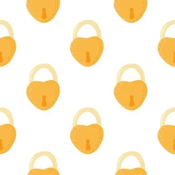 Retro seamless pattern with doodle lock door silhouettes. Stylized old print  Stock Illustration