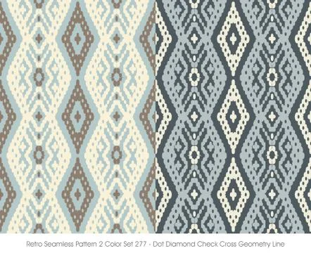 Retro Seamless Pattern Dot Diamond Check Cross Geometry Line Stock Illustration