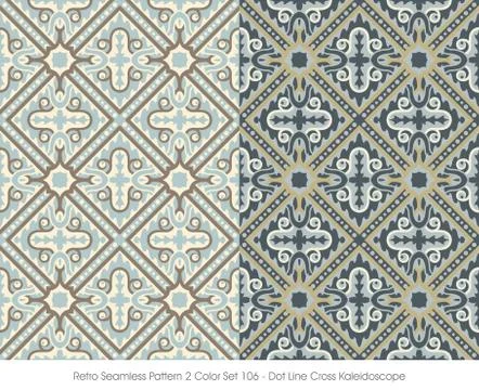 Retro Seamless Pattern Dot Line Cross Kaleidoscope 스톡 일러스트