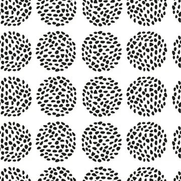 Retro seamless pattern with dotted circles. geometric ornament. Stock Illustration