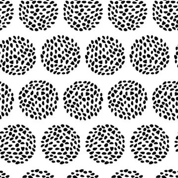 Retro seamless pattern with dotted circles. geometric ornament. Stock Illustration