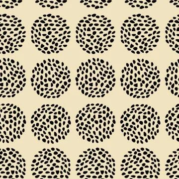 Retro seamless pattern with dotted circles. geometric ornament. Stock Illustration