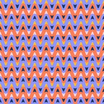 Retro seamless pattern. Flat vector zigzag colorful nostalgic background design. Illustrazione stock