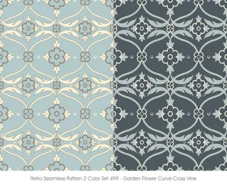 Retro Seamless Pattern Garden Flower Curve Cross Vine Stock Illustration