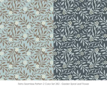 Retro Seamless Pattern Garden Spiral Leaf Flower Stock Illustration