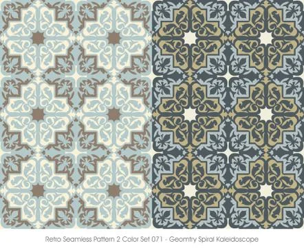 Retro Seamless Pattern Geomtry Spiral Kaleidoscope Stock Illustration