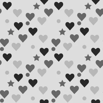 Retro seamless pattern with grey hearts. Abstract geometric modern background Stock Illustration