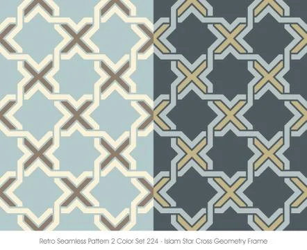 Retro Seamless Pattern Islam Star Cross Geometry Frame Stock Illustration