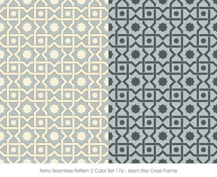 Retro Seamless Pattern Islam Star Cross Frame Stock Illustration