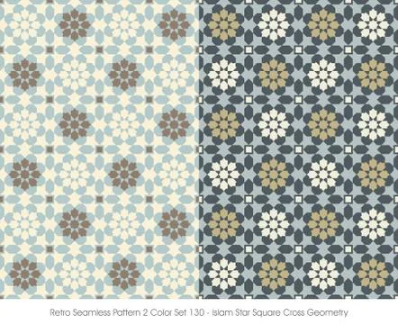 Retro Seamless Pattern Islam Star Square Cross Geometry Stock Illustration