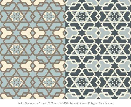 Retro Seamless Pattern Islamic Cross Polygon Star Frame Stock Illustration