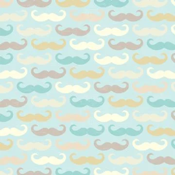 Retro seamless pattern with mustache Stock Illustration