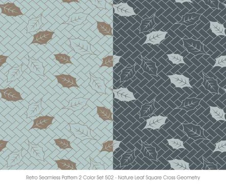 Retro Seamless Pattern Nature Leaf Square Cross Geometry Illustrazione stock