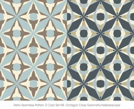 Retro Seamless Pattern Octagon Cross Geometry Kaleidoscope Stock Illustration