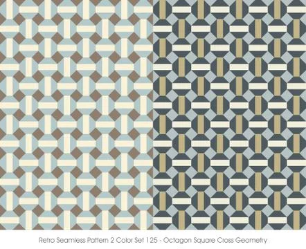 Retro Seamless Pattern Octagon Square Cross Geometry Stock Illustration