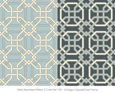 Retro Seamless Pattern Octagon SquareCross Frame Stock Illustration