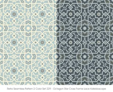 Retro Seamless Pattern Octagon Star Cross Frame Lace Kaleidoscope Stock Illustration
