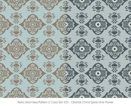 Retro Seamless Pattern Oriental China Spiral Vine Flower Stock Illustration