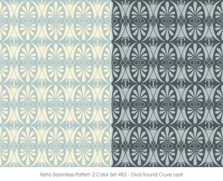 Retro Seamless Pattern Oval Round Cruve Leaf Illustrazione stock