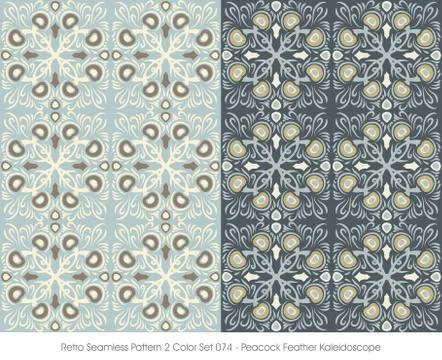 Retro Seamless Pattern Peacock Feather Kaleidoscope 스톡 일러스트