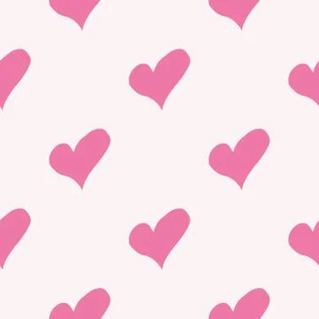 Retro seamless pattern. Pink hearts and dots on beige background Stock Illustration