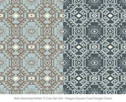 Retro Seamless Pattern Polygon Square Cross Triangle Check Stock Illustration