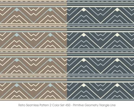 Retro Seamless Pattern Primitive Geometry Triangle Line Illustrazione stock