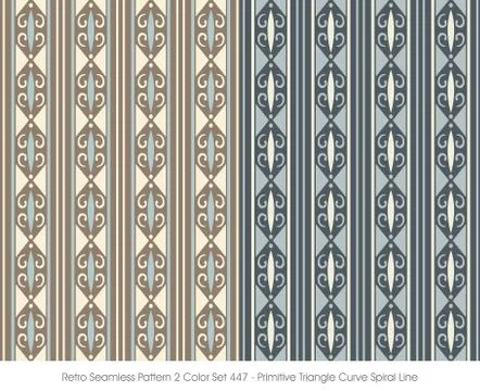 Retro Seamless Pattern Primitive Triangle Curve Spiral Line Illustrazione stock