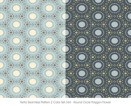 Retro Seamless Pattern Round Circle Polygon Flower Stock Illustration
