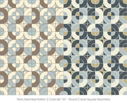Retro Seamless Pattern Round Corner Square Geometry Stock Illustration