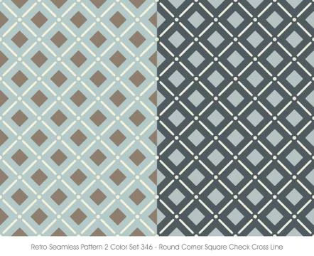 Retro Seamless Pattern Round Corner Square Check Cross Line Stock Illustration