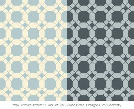 Retro Seamless Pattern Round Corner Octagon Cross Geometry Stock Illustration
