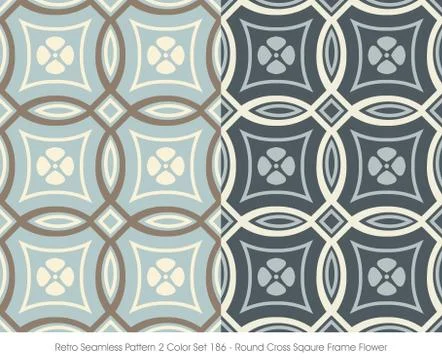 Retro Seamless Pattern Round Cross Sqaure Frame Flower Illustrazione stock