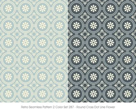 Retro Seamless Pattern Round Cross Dot Line Flower Illustrazione stock