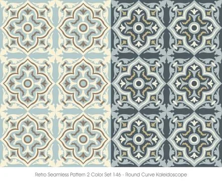 Retro Seamless Pattern Round Curve Kaleidoscope Stock Illustration