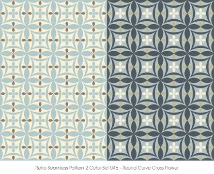 Retro Seamless Pattern Round Curve Cross Flower Stock Illustration