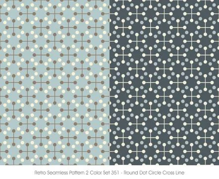 Retro Seamless Pattern Round Dot Circle Cross Line Stock Illustration