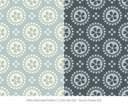 Retro Seamless Pattern Round Flower Dot Stock Illustration