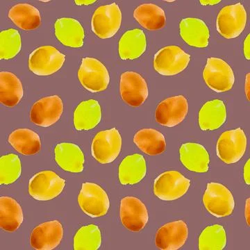 Retro seamless pattern with round red and yellow spots. Autumn background on  Stock Photos