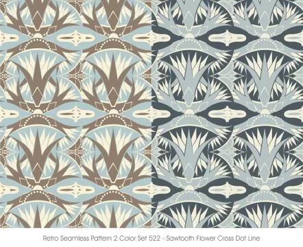 Retro Seamless Pattern Sawtooth Flower Cross Dot Line Stock Illustration