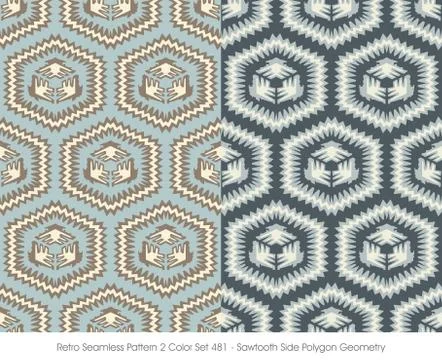 Retro Seamless Pattern Sawtooth Side Polygon Geometry Stock Illustration