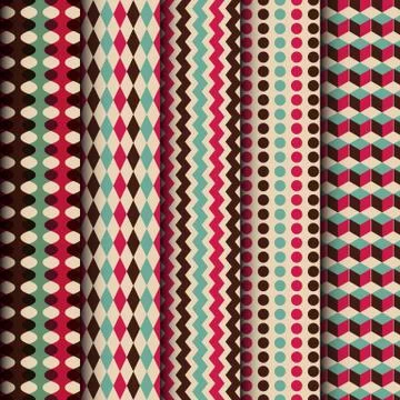 Retro seamless pattern set 스톡 일러스트