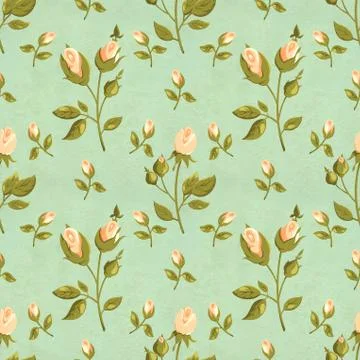 Retro seamless pattern in shabby chic style Stock Illustration