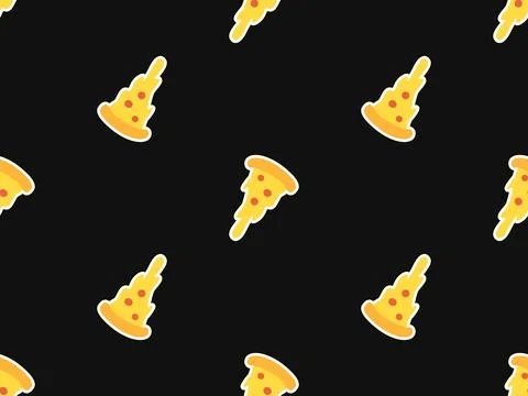 Retro seamless pattern with slice of pizza. Cartoon funky wallpaper. Stock Illustration