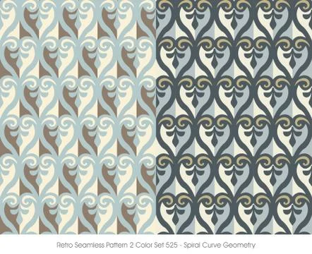 Retro Seamless Pattern Spiral Curve Geometry Stock Illustration