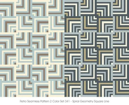 Retro Seamless Pattern Spiral Geometry Square Line Stock Illustration