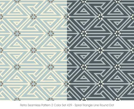 Retro Seamless Pattern Spiral Triangle Line Round Dot Illustrazione stock